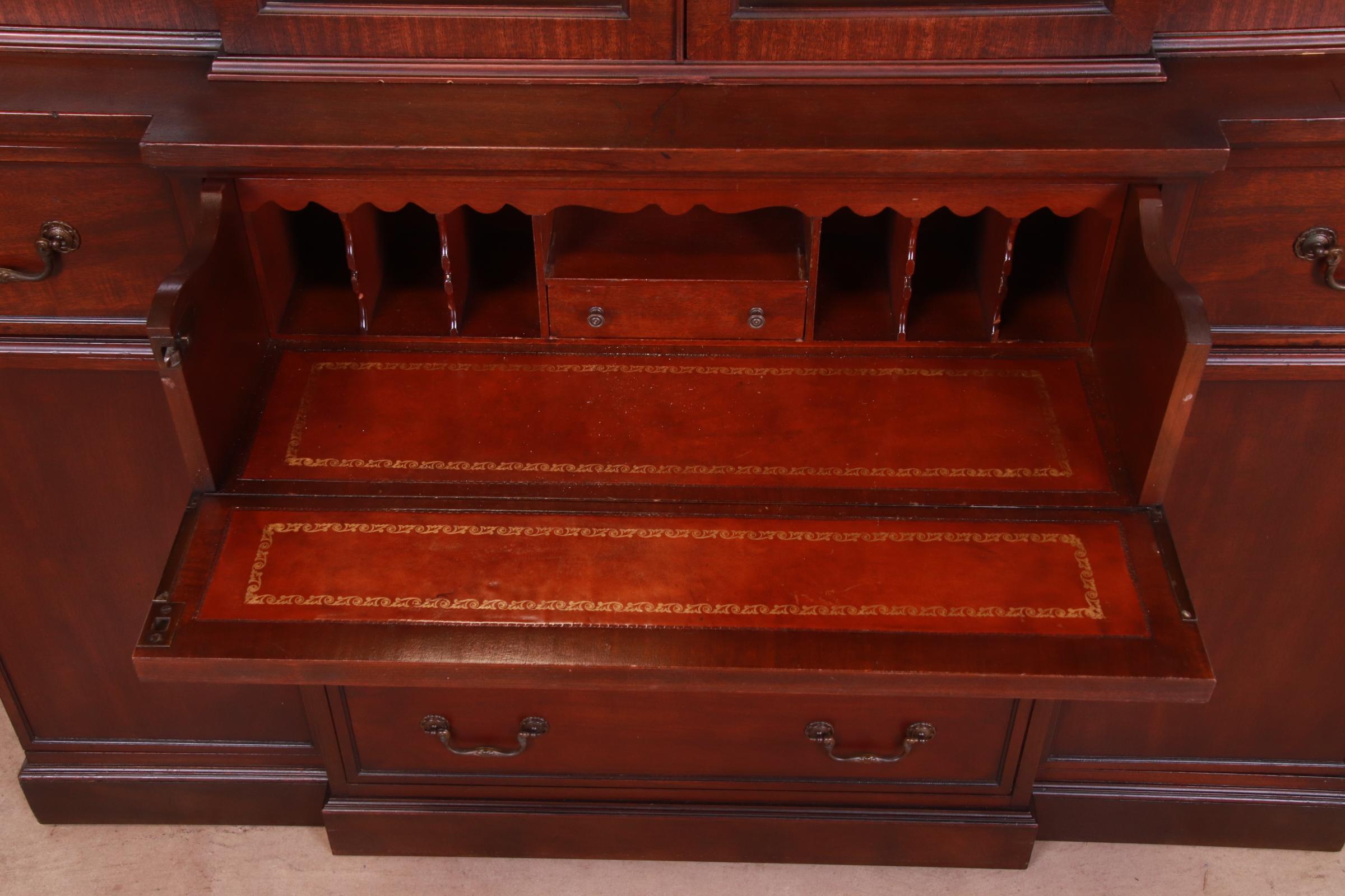 Heritage Henredon Georgian Mahogany Breakfront Bookcase with Secretary Desk 4