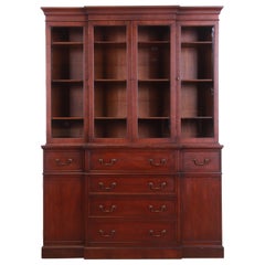 Heritage Henredon Georgian Mahogany Breakfront Bookcase with Secretary Desk