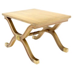 Heritage Henredon Hollywood Regency Mid Century X-Base Side Table Bench Brass