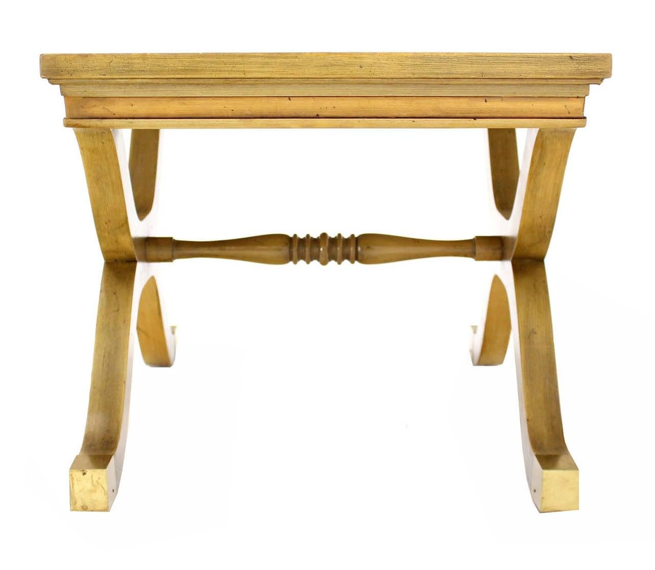 Heritage Henredon Hollywood Regency Mid Century X-Base Side Table Bench Brass  For Sale 3