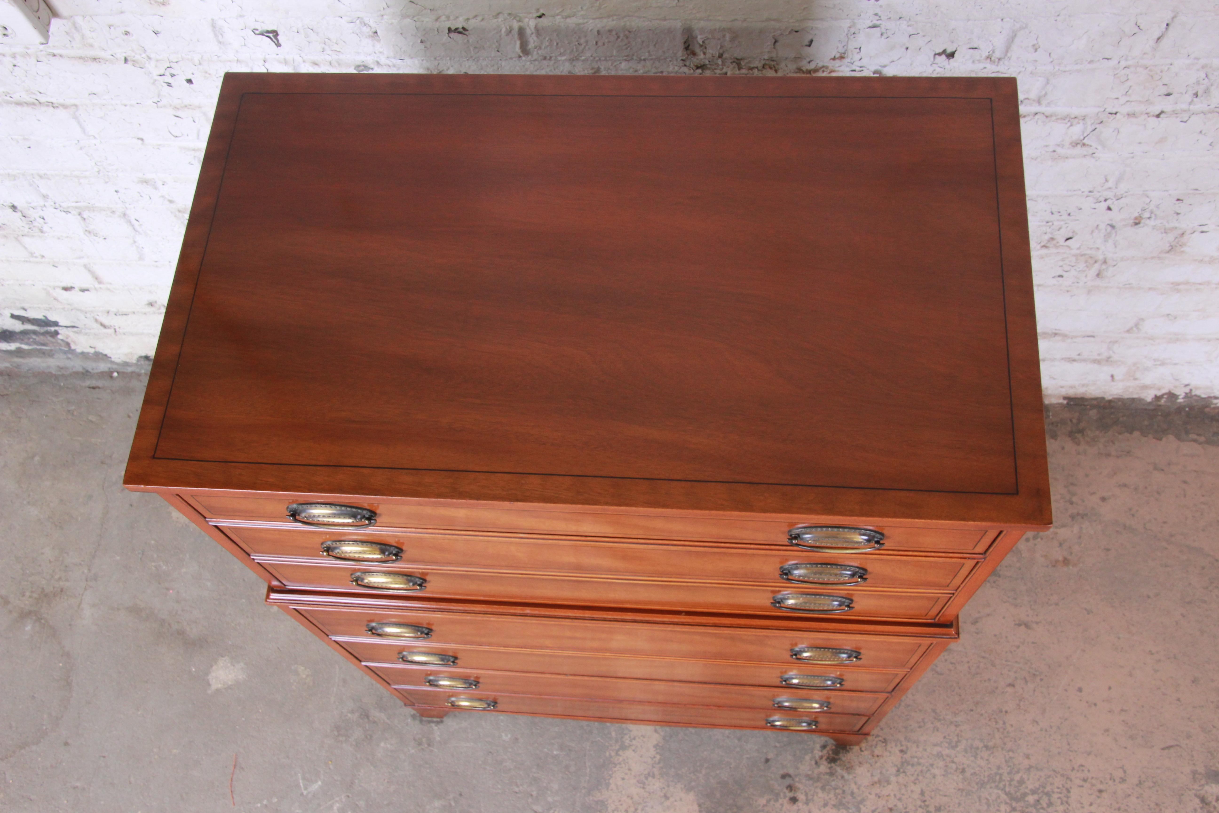 American Colonial Heritage Henredon Inlaid Mahogany Highboy Dresser