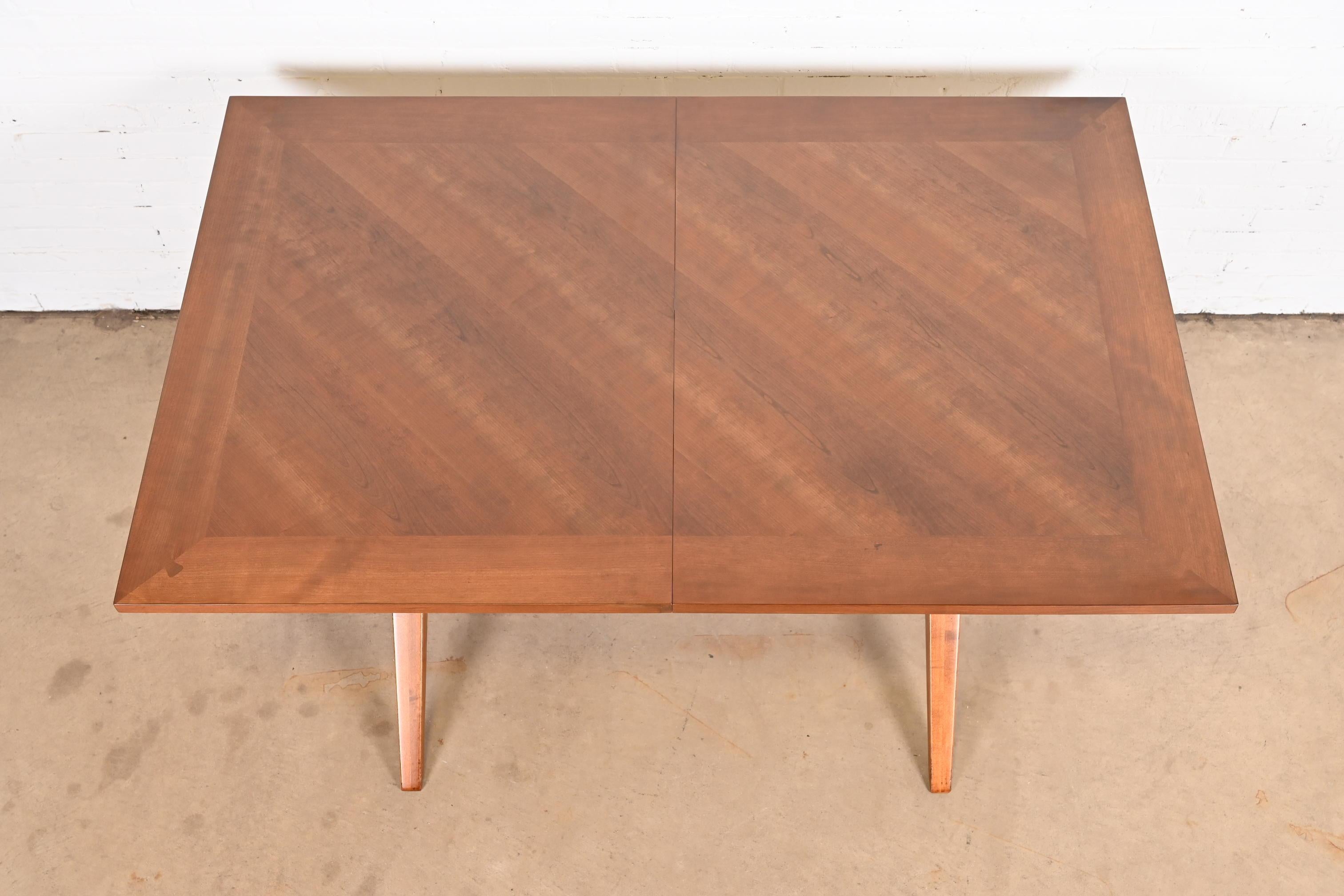 Heritage Henredon Mid-Century Modern Cherry Wood X-Base Dining Table, Refinished For Sale 2