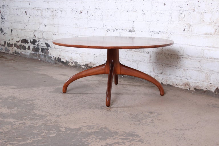 Heritage Henredon MidCentury Modern Sculpted Walnut Cocktail Table For