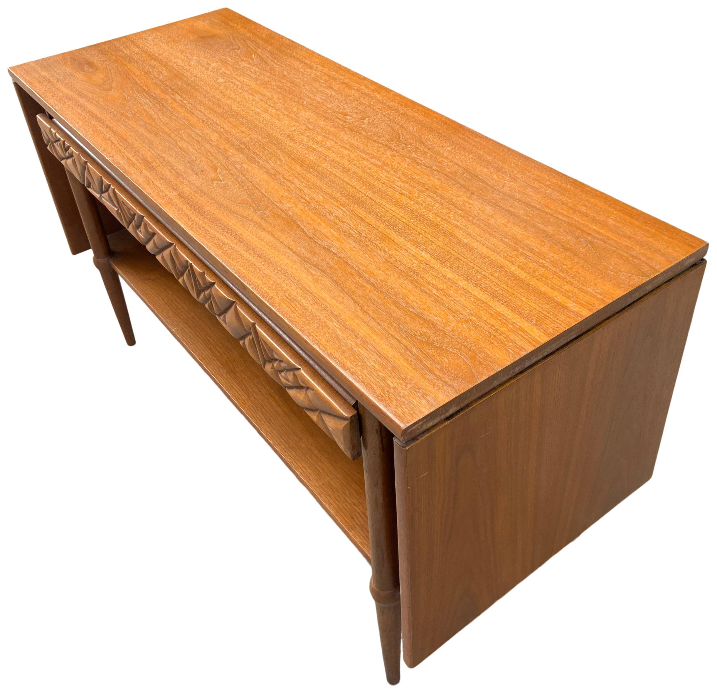 Heritage Henredon Mid-Century Modern Drop-Leaf Server In Good Condition In BROOKLYN, NY