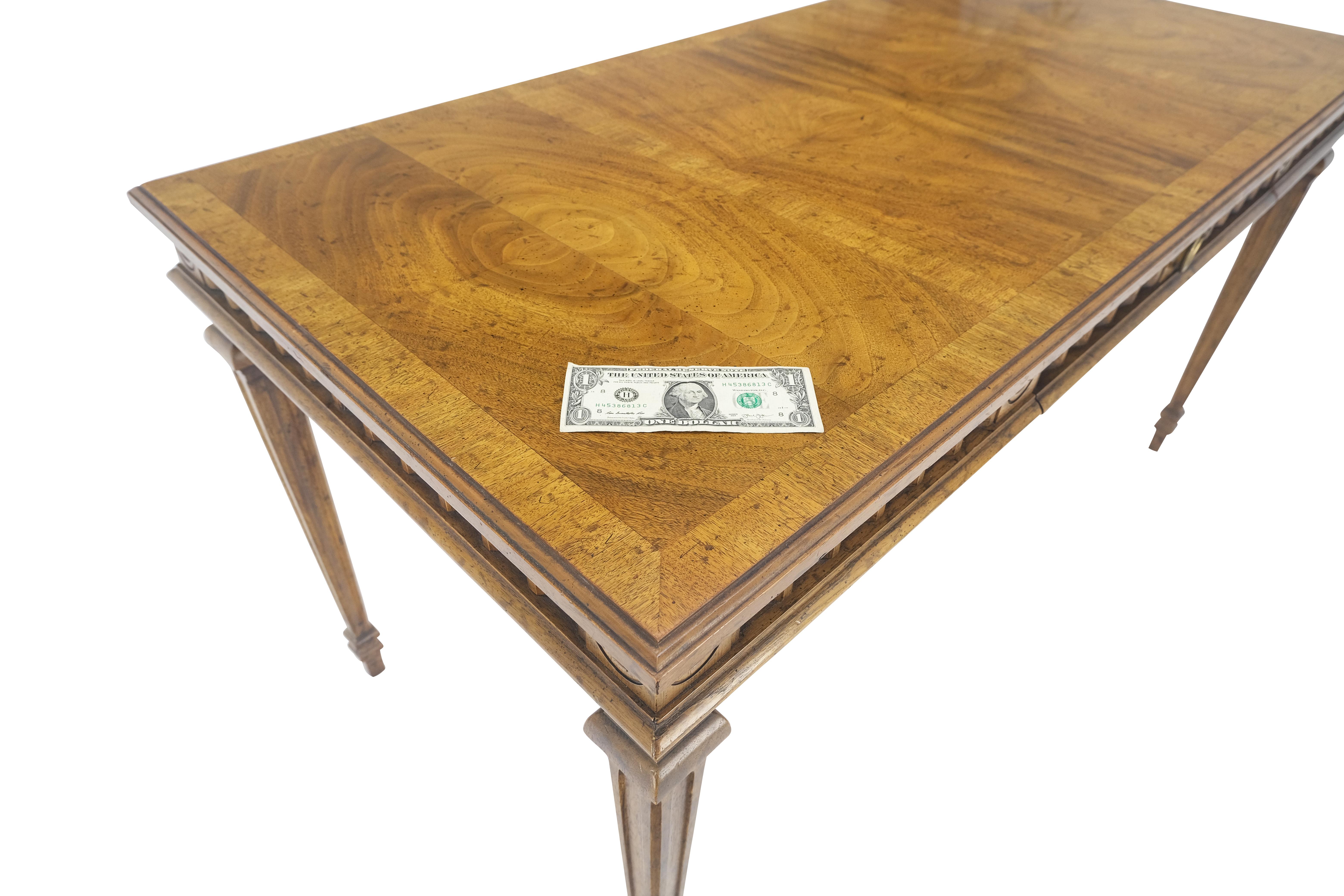 Brass Heritage Henredon Scalloped Edge Olive Burl Wood Top Desk One Drawer Table MINT! For Sale