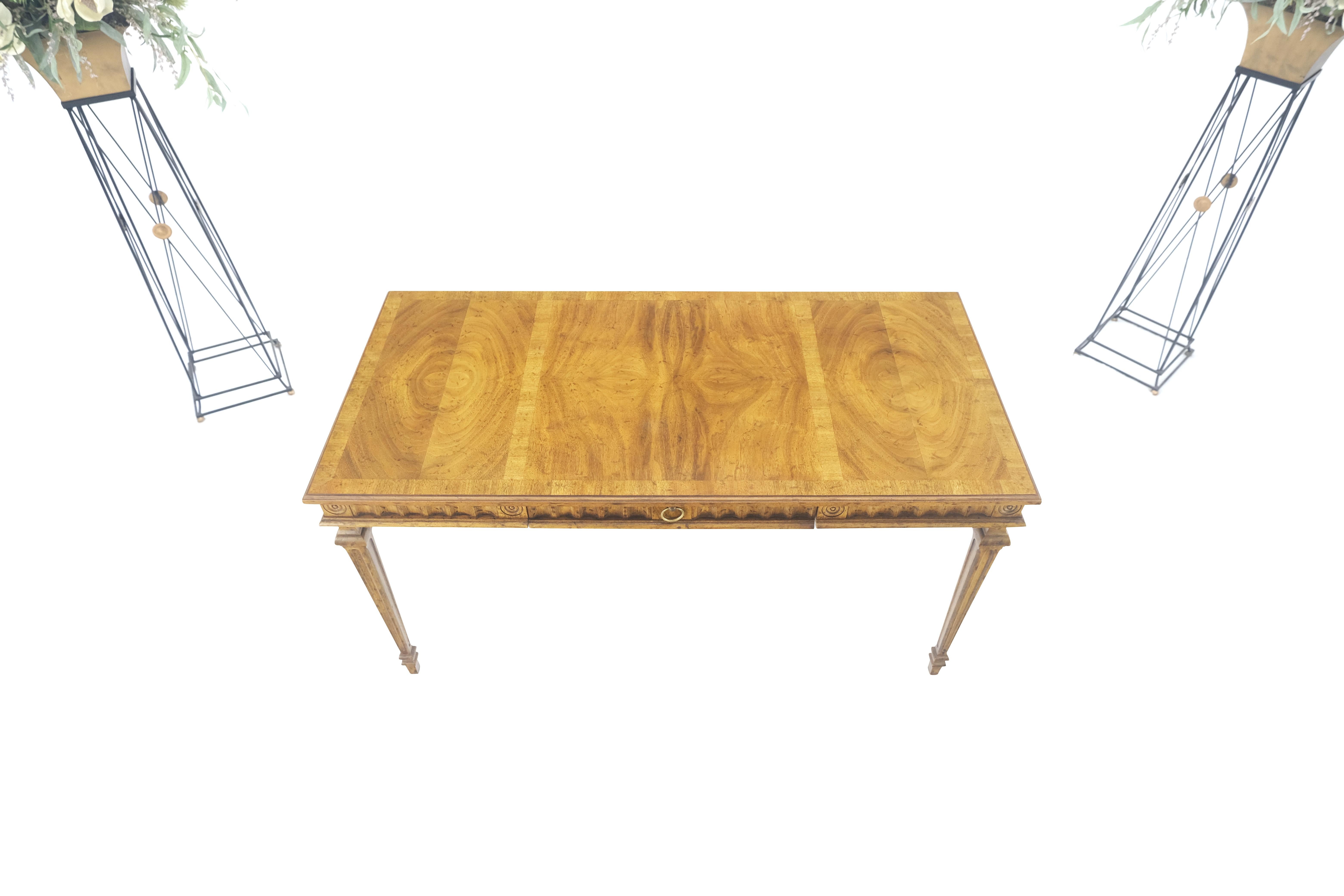 Mid-Century Modern Heritage Henredon Scalloped Edge Olive Burl Wood Top Desk One Drawer Table MINT! For Sale