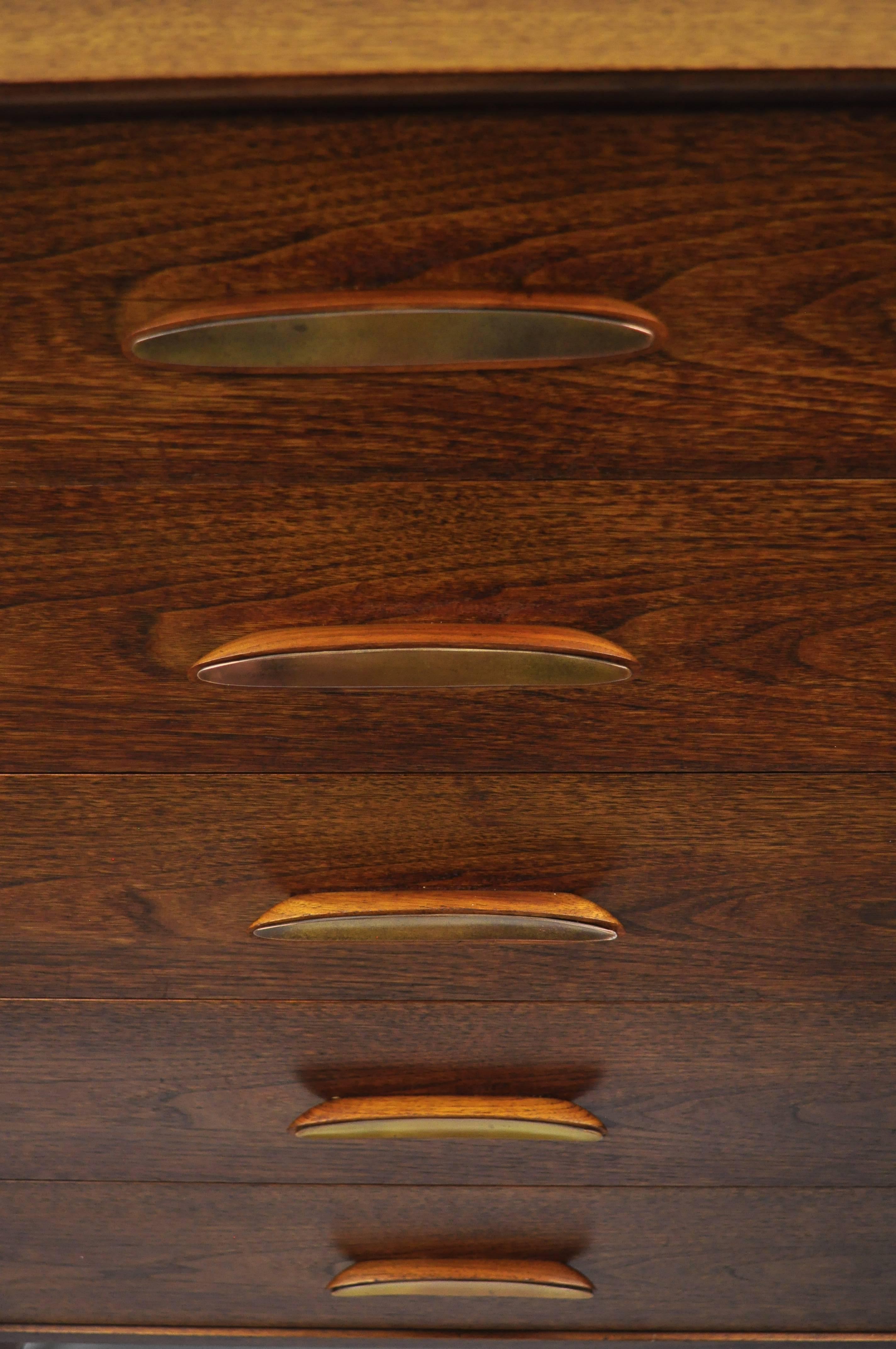 Mid-20th Century Heritage Henredon Walnut Mid-Century Modern Tall Chest of Drawers Dresser