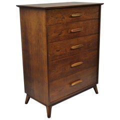 Heritage Henredon Walnut Mid-Century Modern Tall Chest of Drawers Dresser