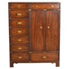 Heritage Mid-Century Modern Campaign Style Walnut Gentleman's Chest