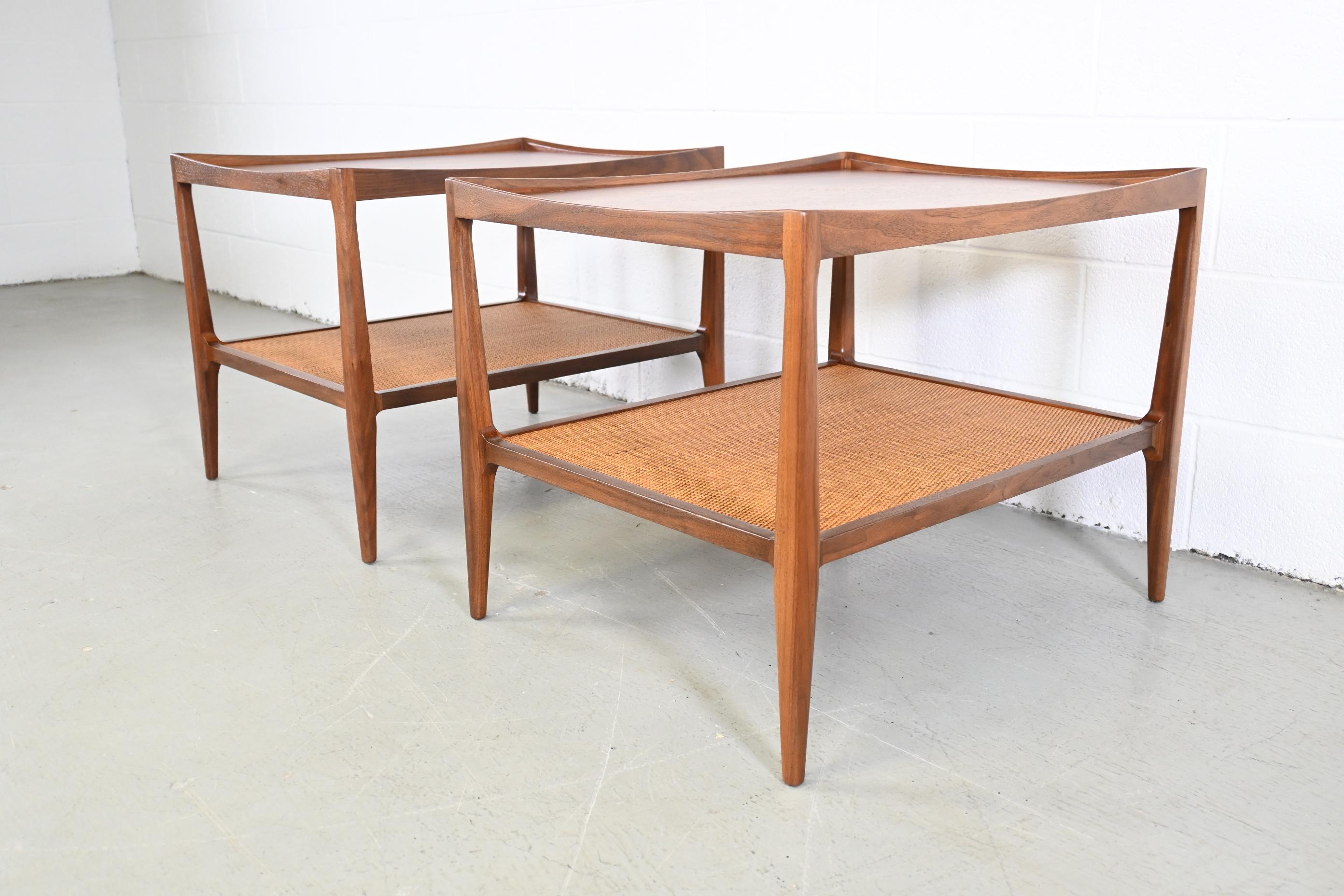 Rattan Heritage Mid-Century Modern Pair of End Tables