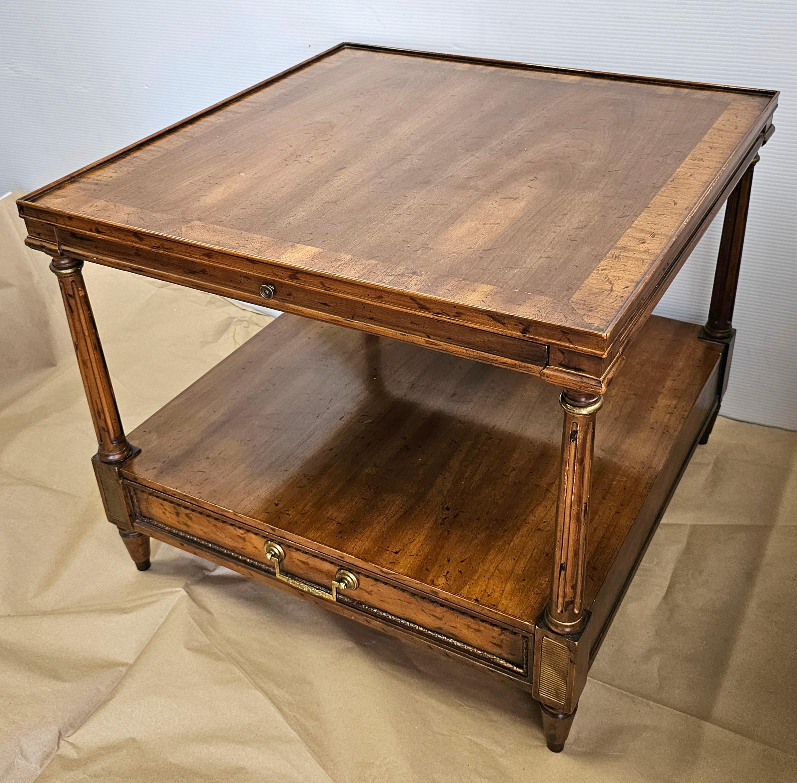 American Heritage Mid Century Regency Mahogany Single Drawer Side Table W/ Pull Out Tray For Sale