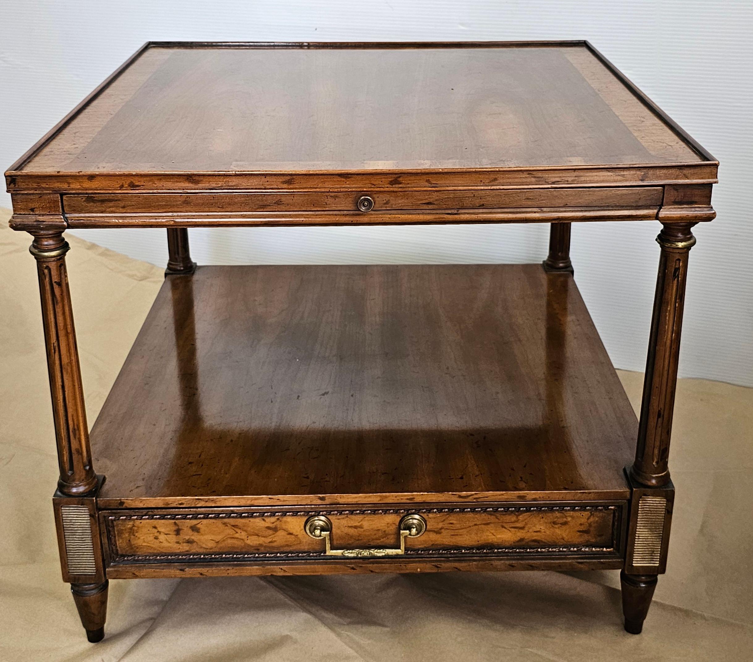 Heritage Mid Century Regency Mahogany Single Drawer Side Table W/ Pull Out Tray In Good Condition For Sale In Germantown, MD