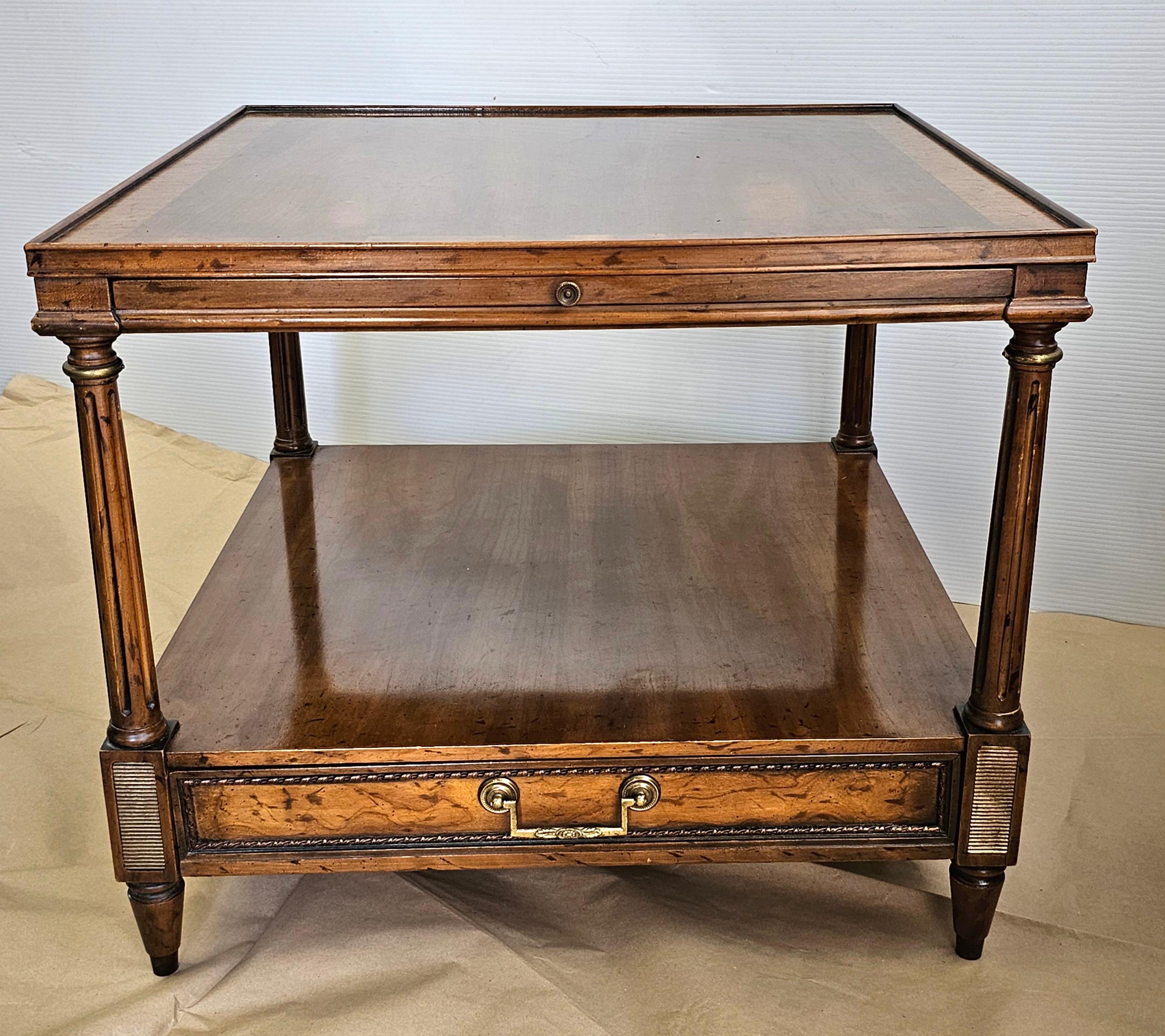20th Century Heritage Mid Century Regency Mahogany Single Drawer Side Table W/ Pull Out Tray For Sale