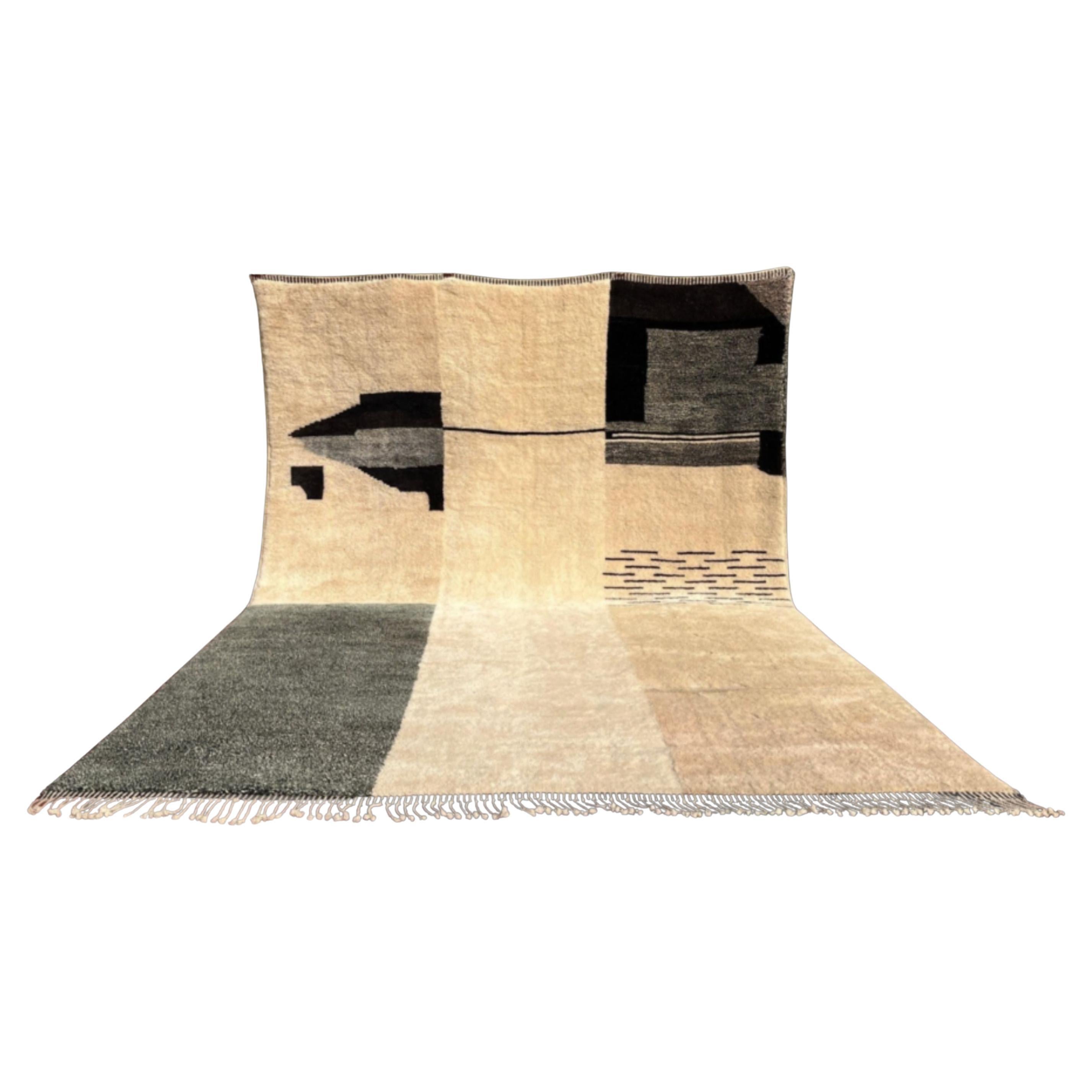 HERITAGE MOSAIC Berber Wool Rug Modern Handwoven Large Minimalist Contemporary