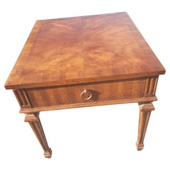 Heritage One Drawer Walnut Burl Side Tables, circa 1960s, a Pair