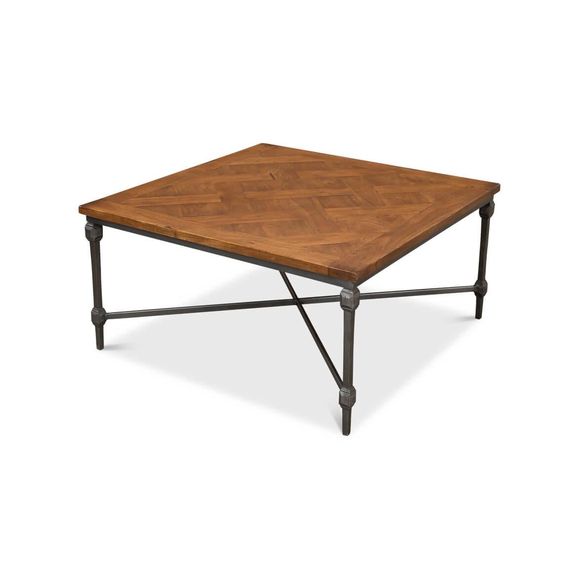 Industrial Heritage Parquet Square Coffee Table For Sale