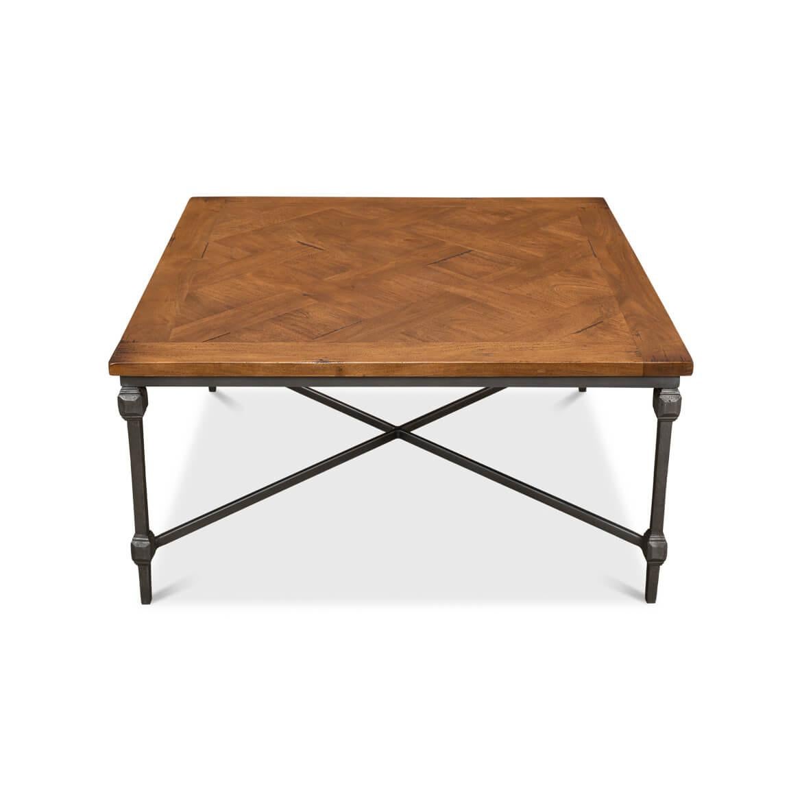 Asiatique Table basse carrée en parquet Heritage en vente