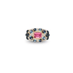 Heritage Pink Tourmaline Ring in Gold, Topaz and Diamonds by MARIANNE CANARELLI