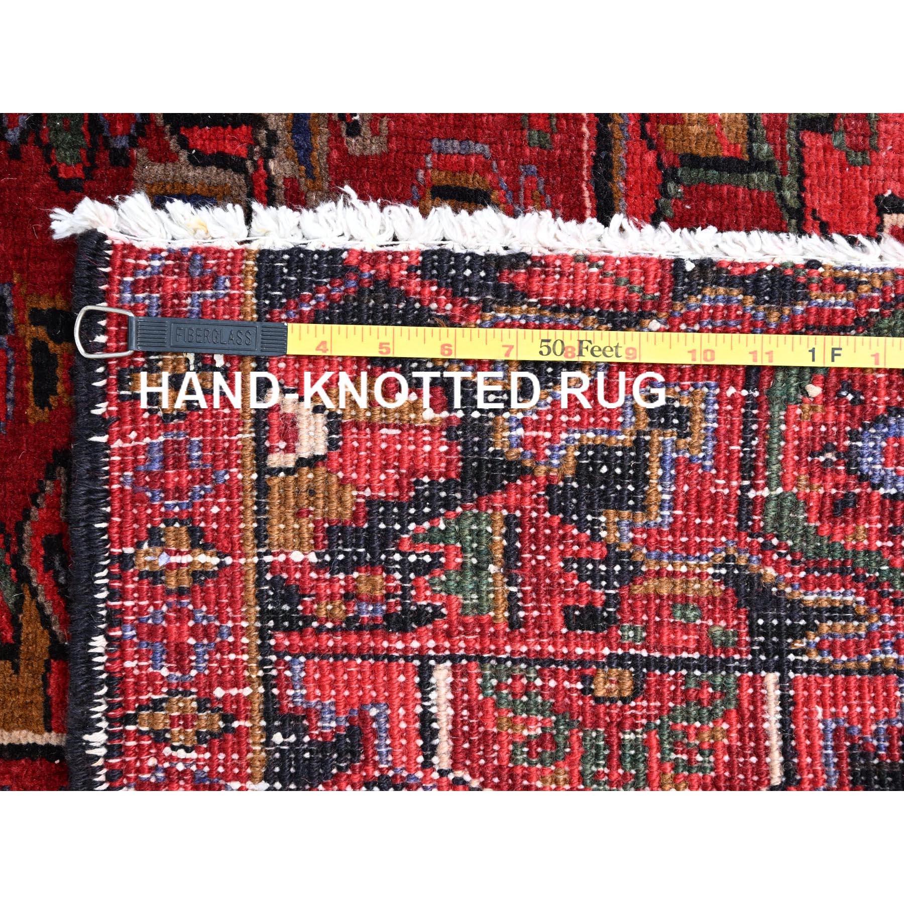 Heritage Red Vintage Persian Heriz Vivid Colors Pure Wool Hand Knotted Clean Rug For Sale 6