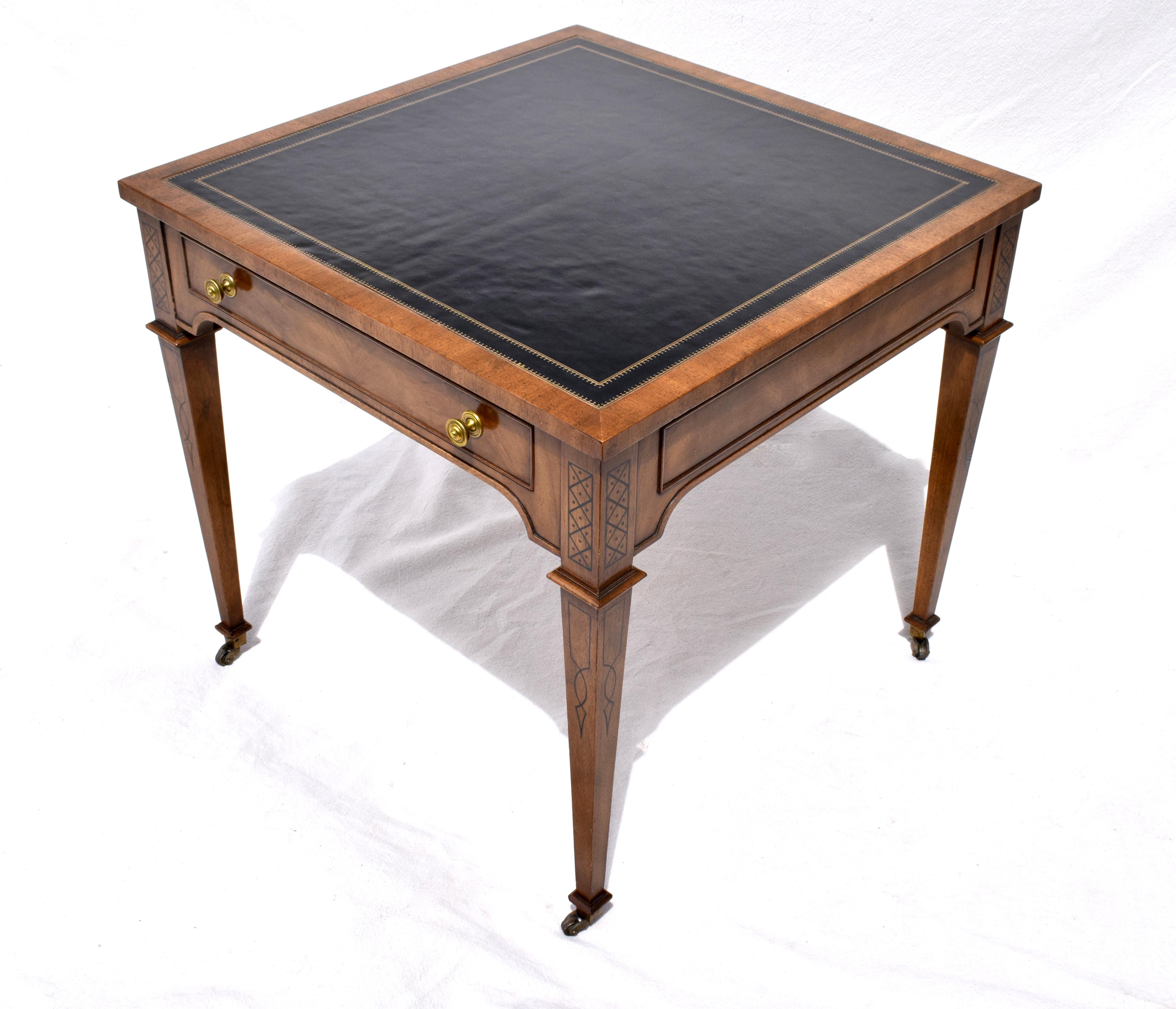 Directoire Heritage Regency Leather Top End Tables on Casters