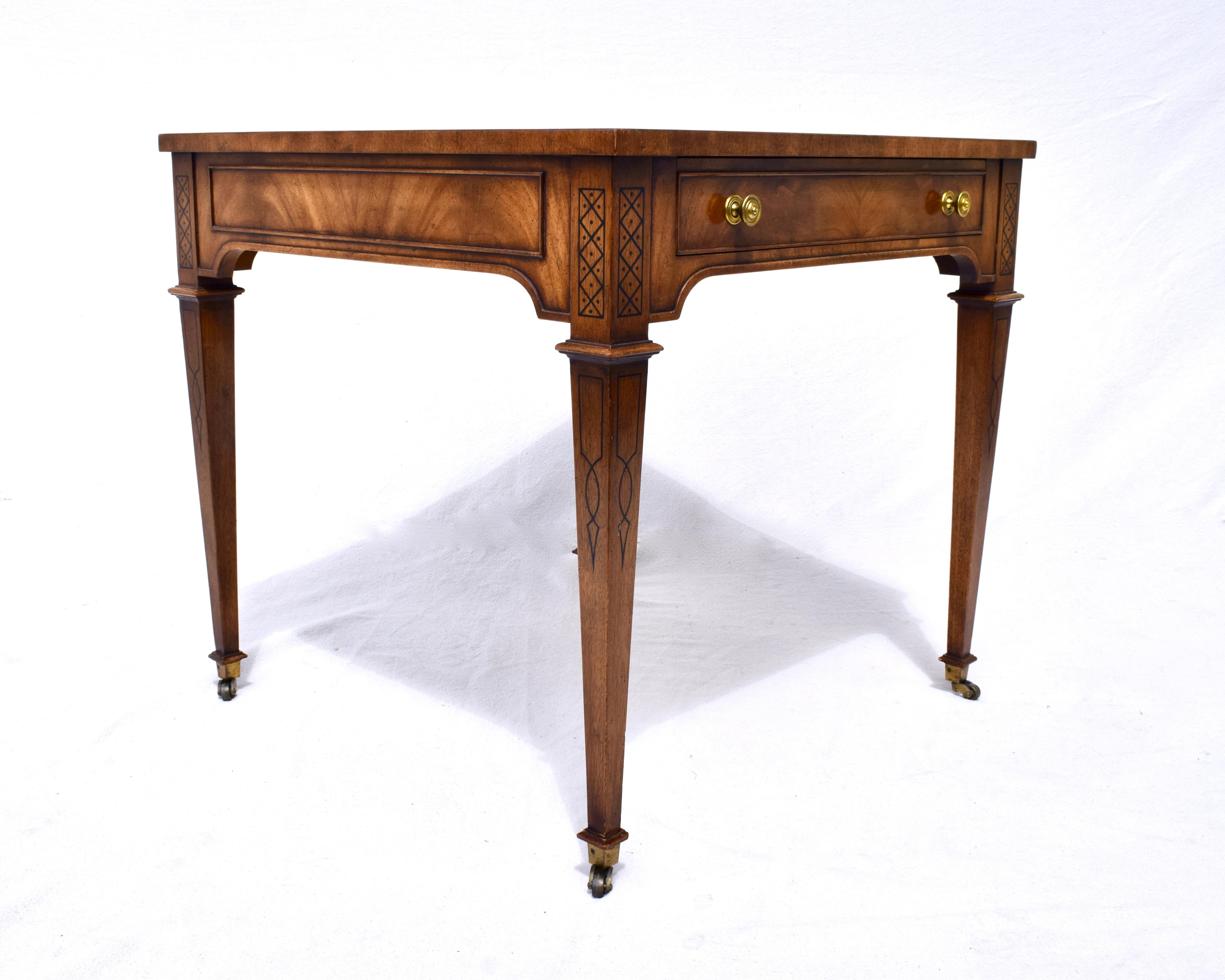 American Heritage Regency Leather Top End Tables on Casters