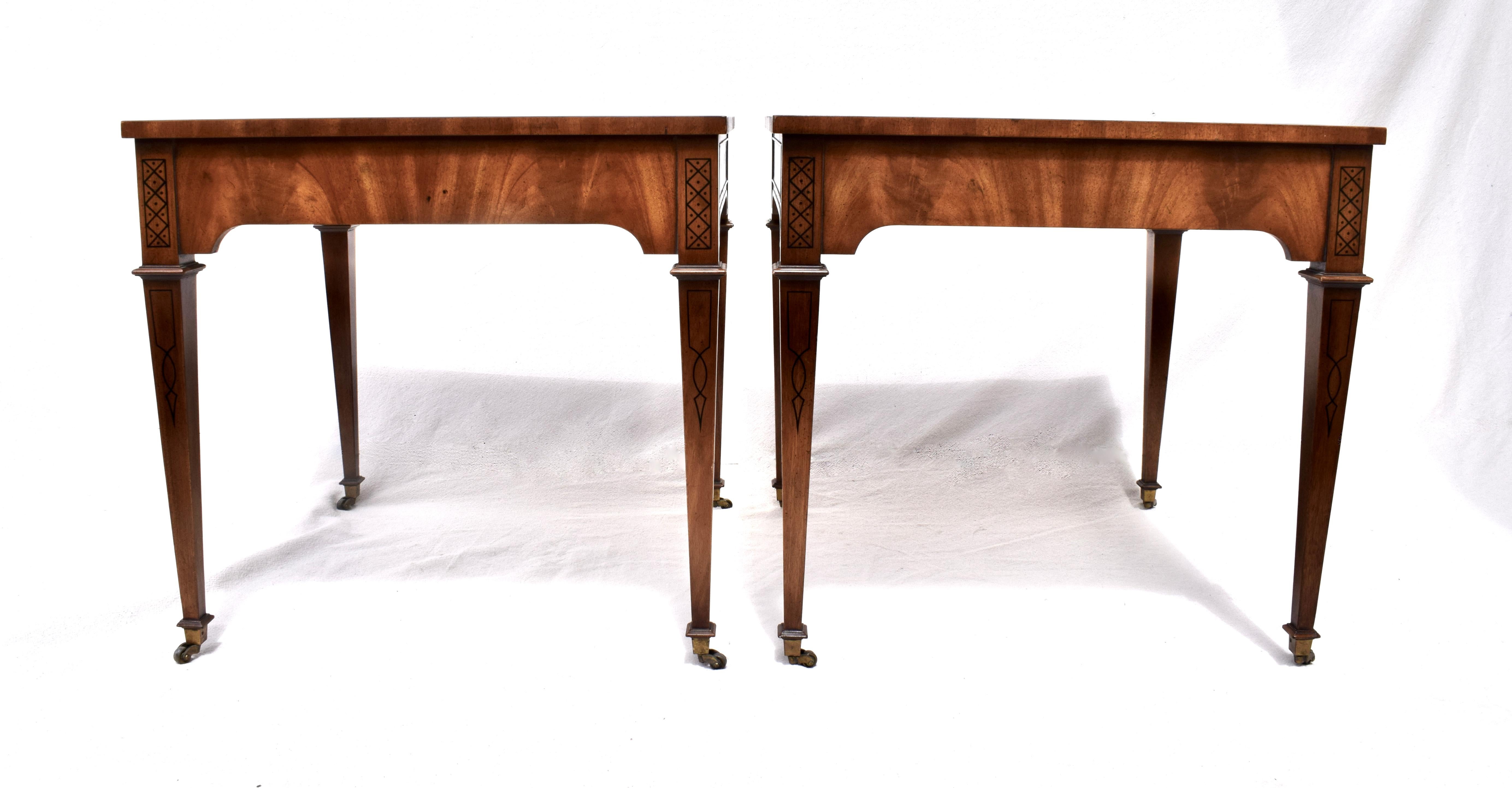 Heritage Regency Leather Top End Tables on Casters 1