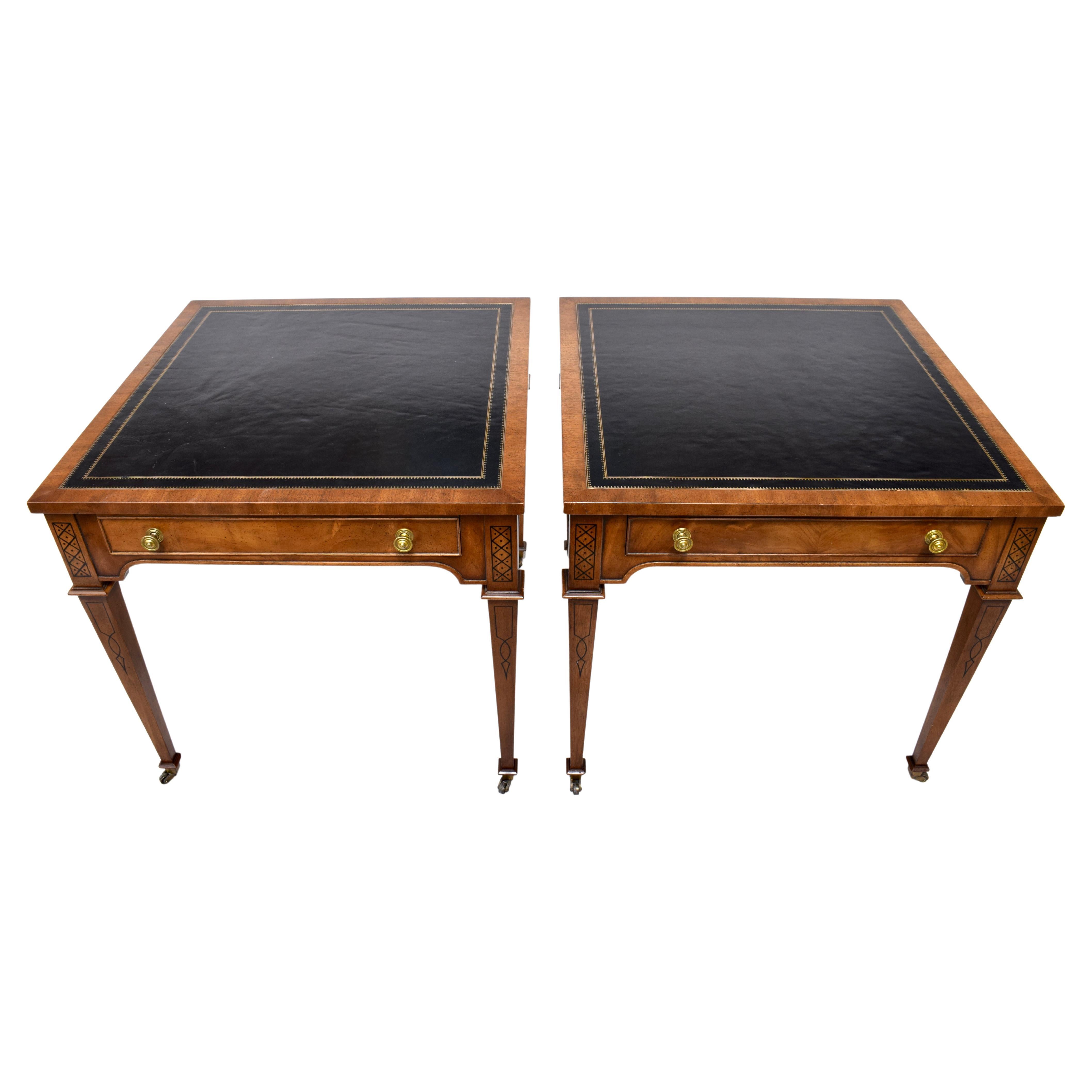 Heritage Regency Leather Top End Tables on Casters