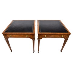 Heritage Regency Leather Top End Tables on Casters