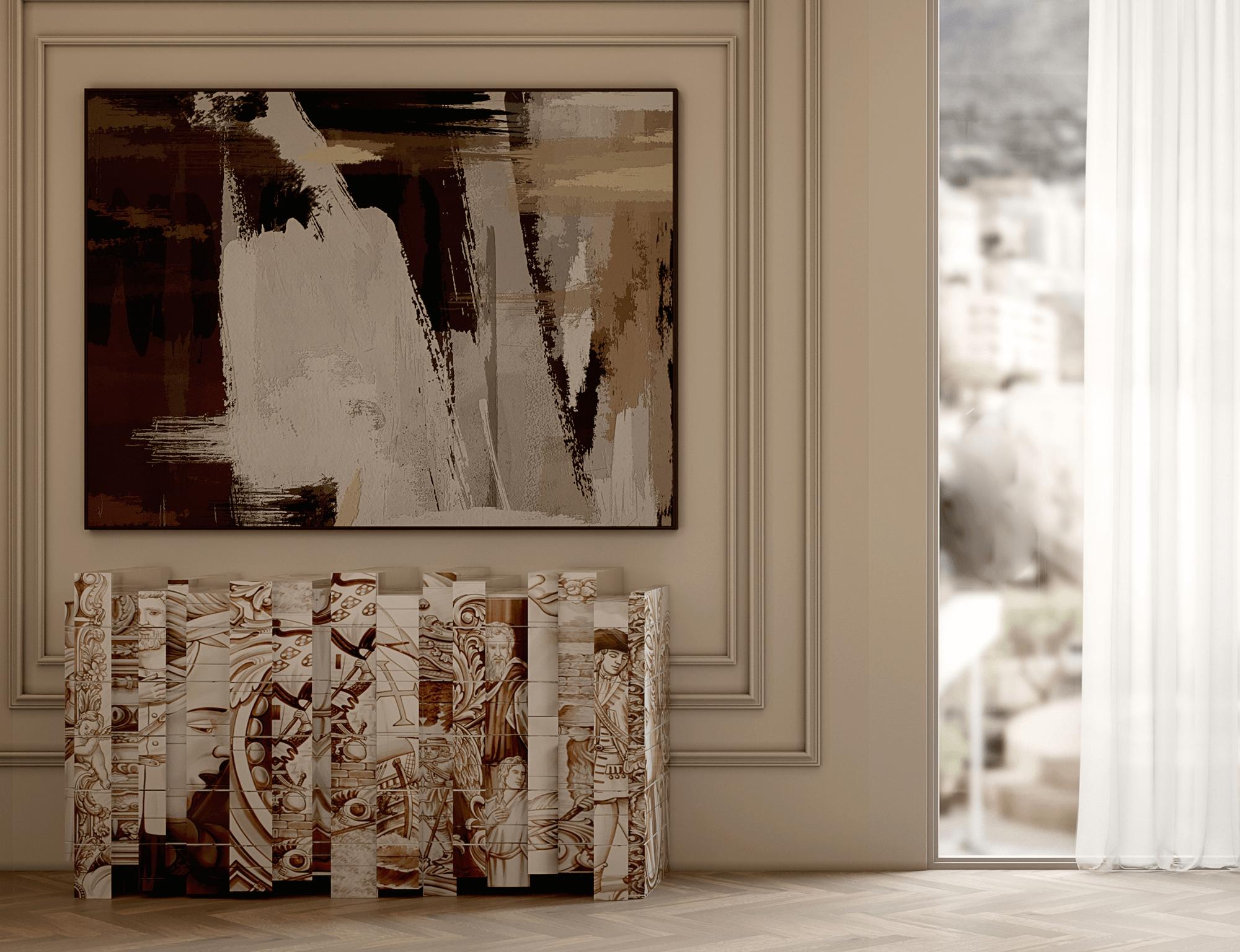 Heritage Sepia Sideboard  - Handbemalte Kacheln - Gold & Messing - Boca do Lobo im Zustand „Neu“ im Angebot in Rio Tinto, PT