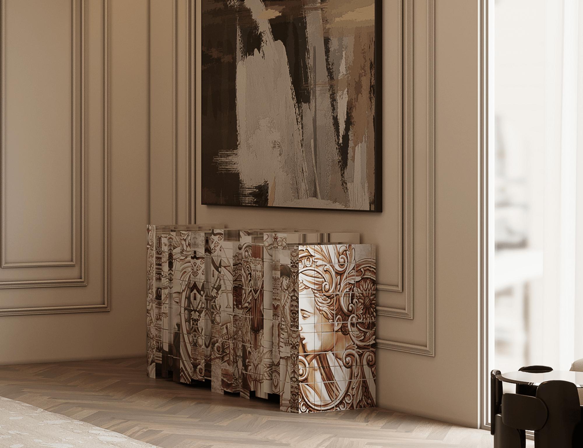 Heritage Sepia Sideboard  - Handbemalte Kacheln - Gold & Messing - Boca do Lobo (21. Jahrhundert und zeitgenössisch) im Angebot