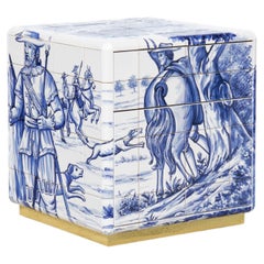 Heritage Small Nightstand - Hand-Painted Tiles - Gold & Brass - Boca do Lobo