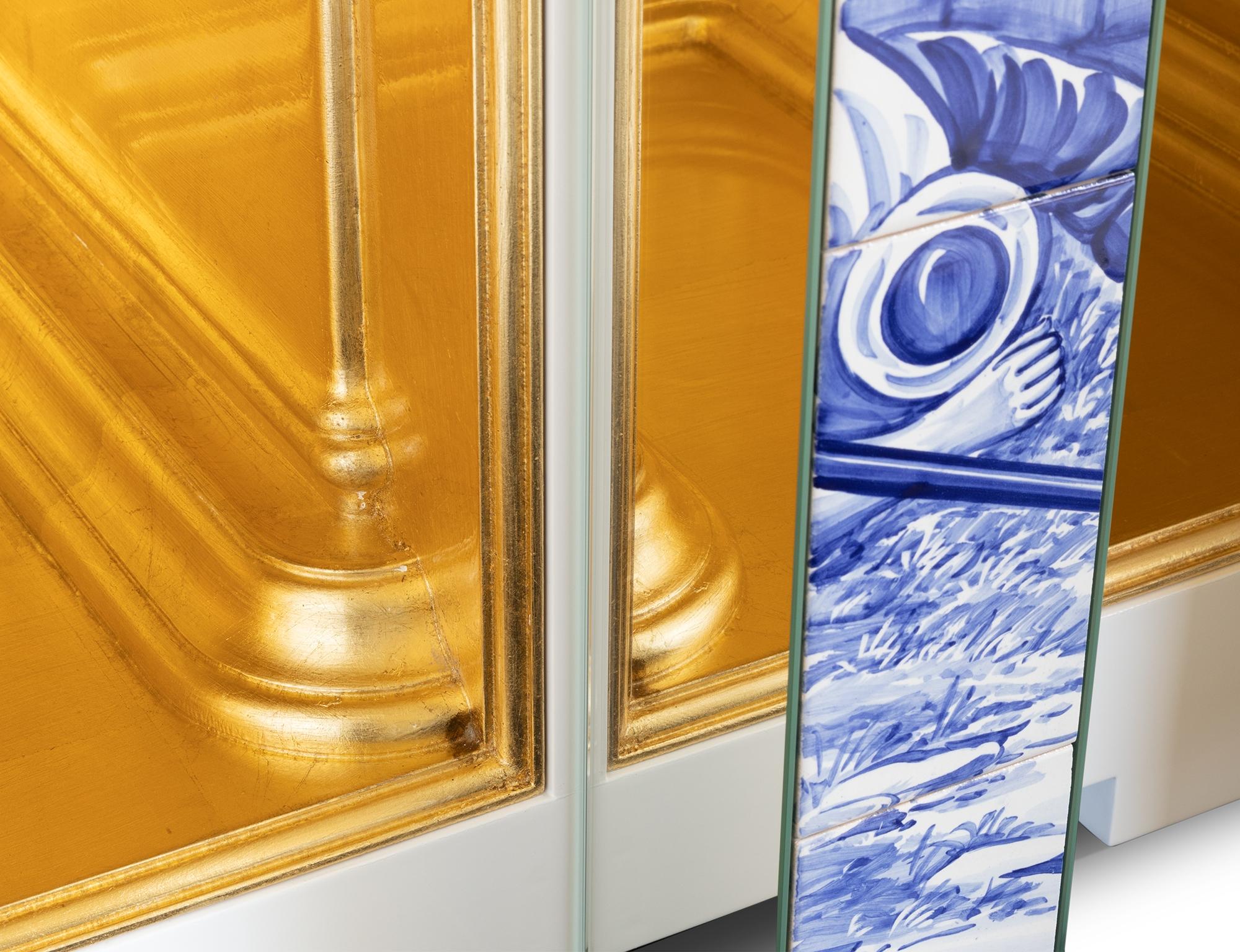 Heritage Kleines Sideboard  - Handbemalte Kacheln - Gold & Messing - Boca do Lobo im Angebot 3