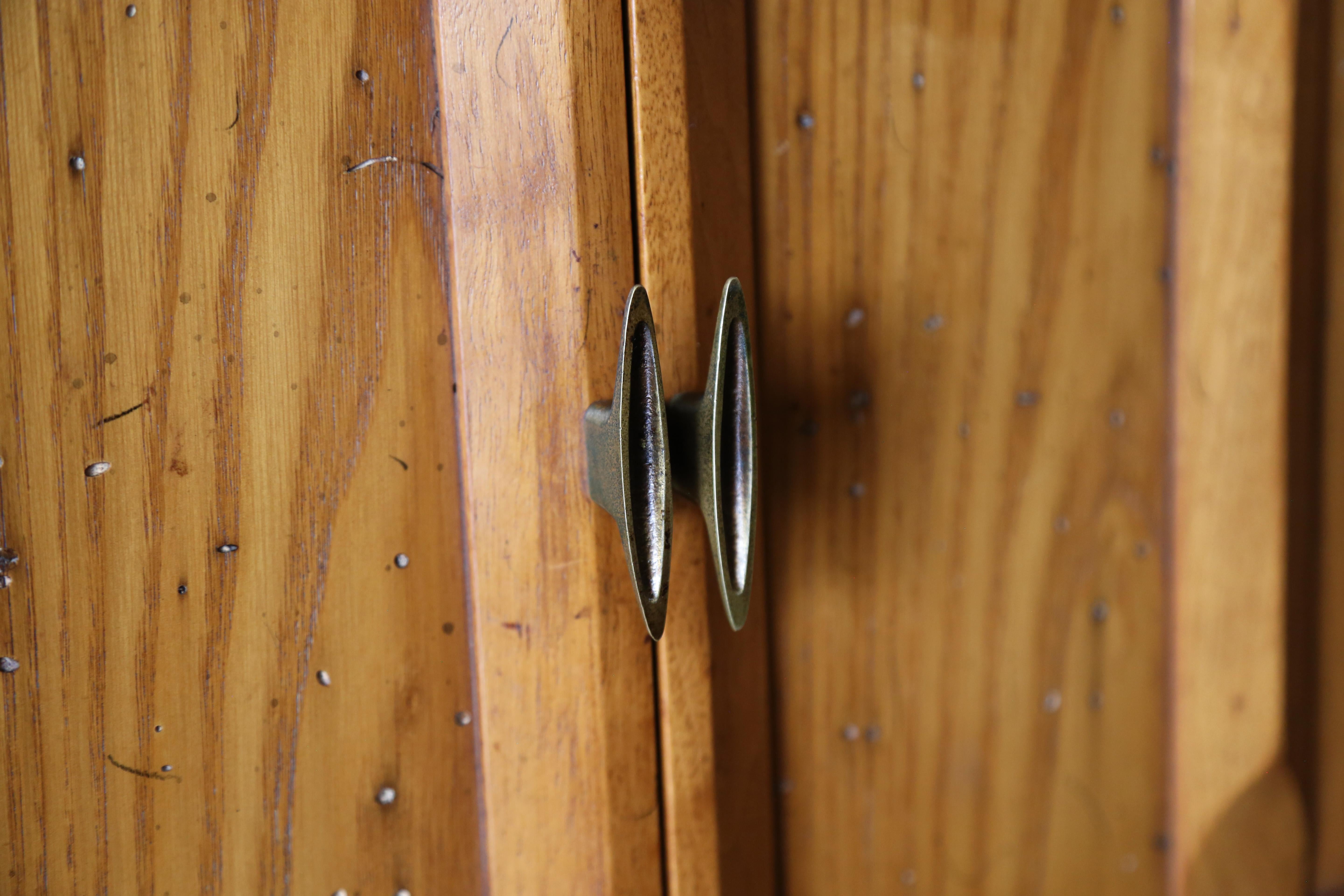 Mid-Century Modern Heritage Walnut and Oak Designer Cabinet with Sculpted Front