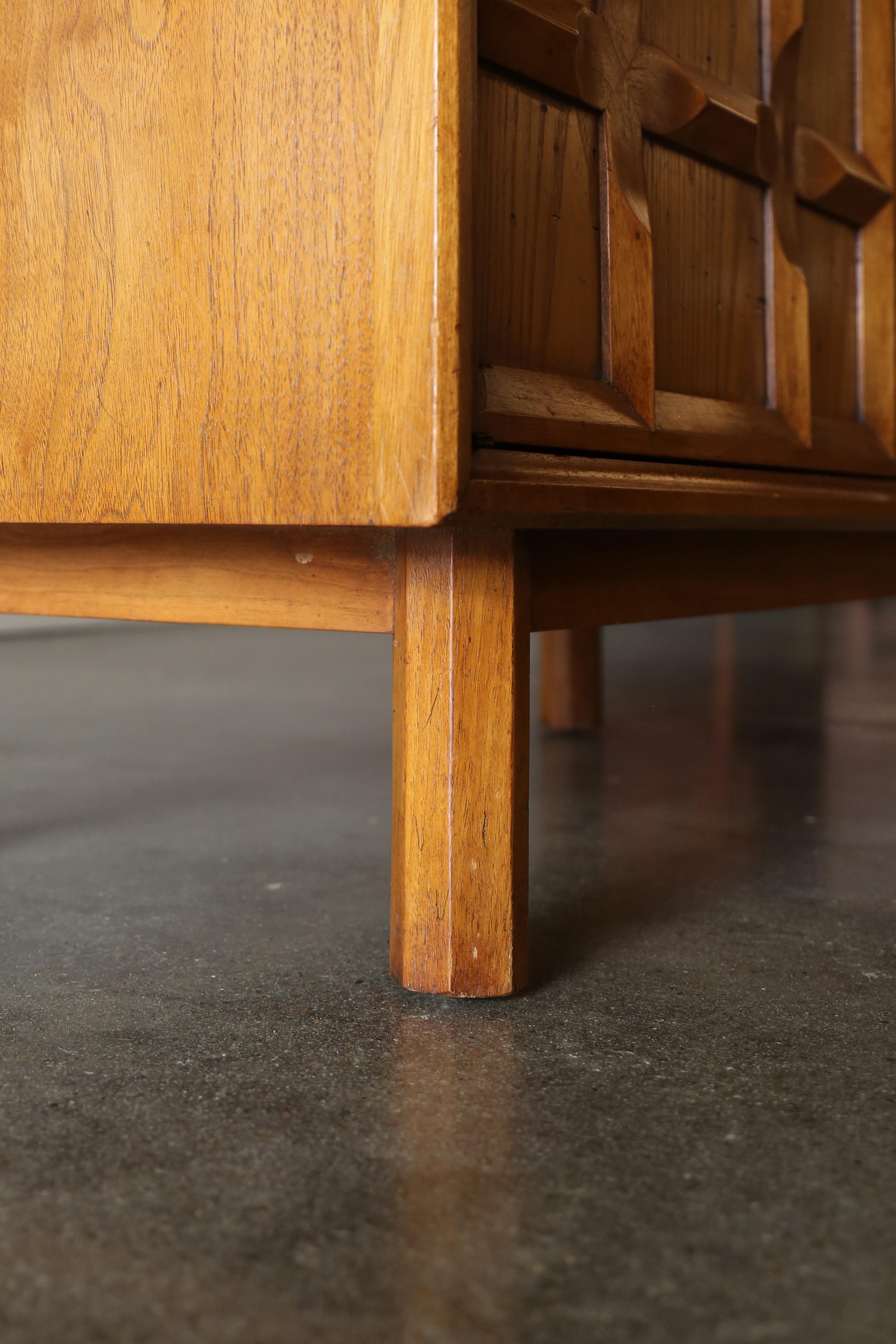 Late 20th Century Heritage Walnut and Oak Designer Cabinet with Sculpted Front