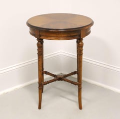 HERITAGE Walnut French Provincial Round Accent Table with Turned Legs