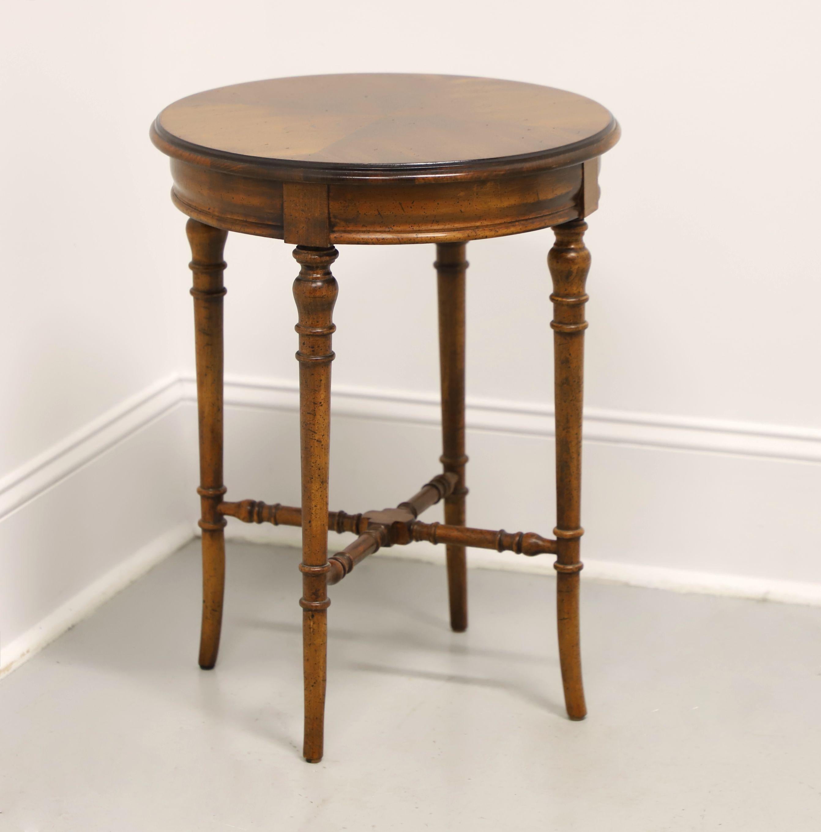 HERITAGE Walnut French Provincial Round Accent Table with Turned Legs