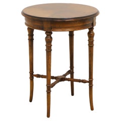 HERITAGE Walnut French Provincial Round Accent Table with Turned Legs