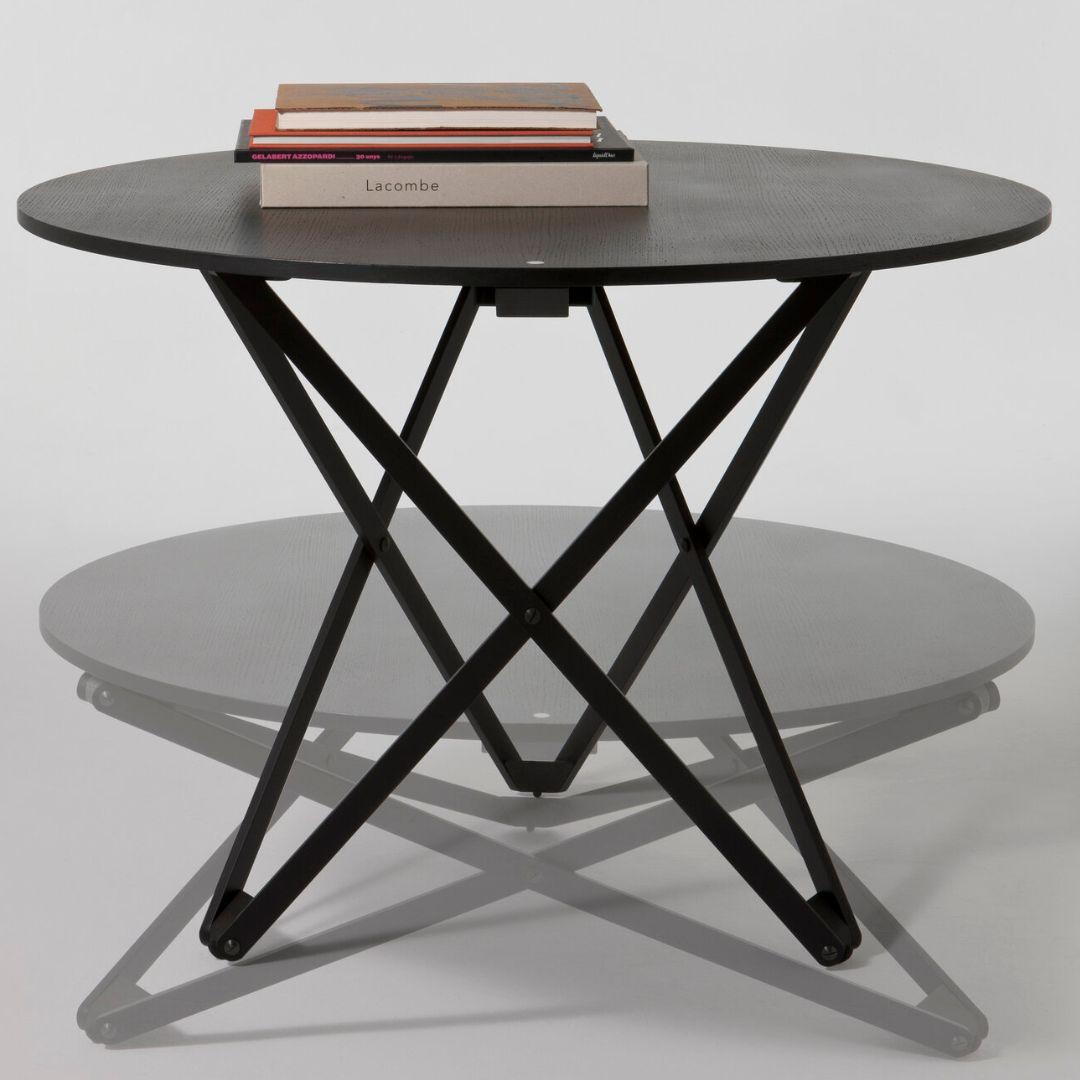 Heritage & Webb 'Subeybaja' adjustable table in black oak for Santa & Cole.

Founded in 1985 in Barcelona, Santa & Cole produces iconic pieces by such luminaries as llmari Tapiovaara, Miguel Milá and other European icons with a commitment to