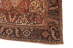 Antiker Heriz-Teppich, rot-blau- elfenbeinfarben, 8 x 12