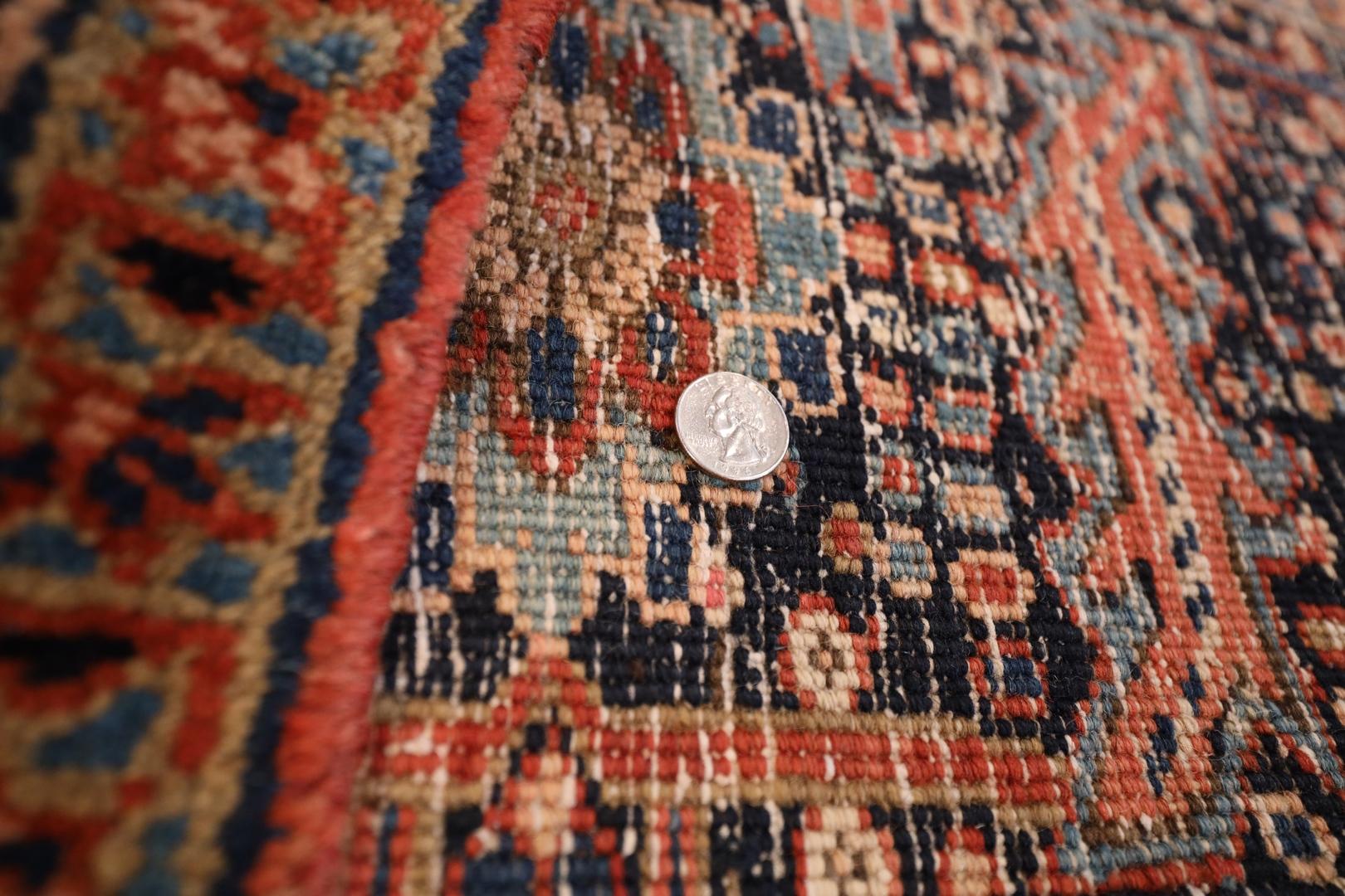 Heriz Antique Area rug, Red Blue Ivory - 8 x 12 For Sale 1