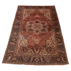 Heriz Vintage Area rug, Red Blue Ivory - 8 x 12