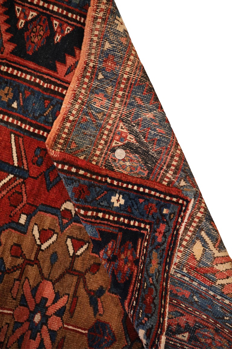 Heriz Antique Rug; Red, Blue, and Beige - 5 x 9 For Sale at 1stDibs