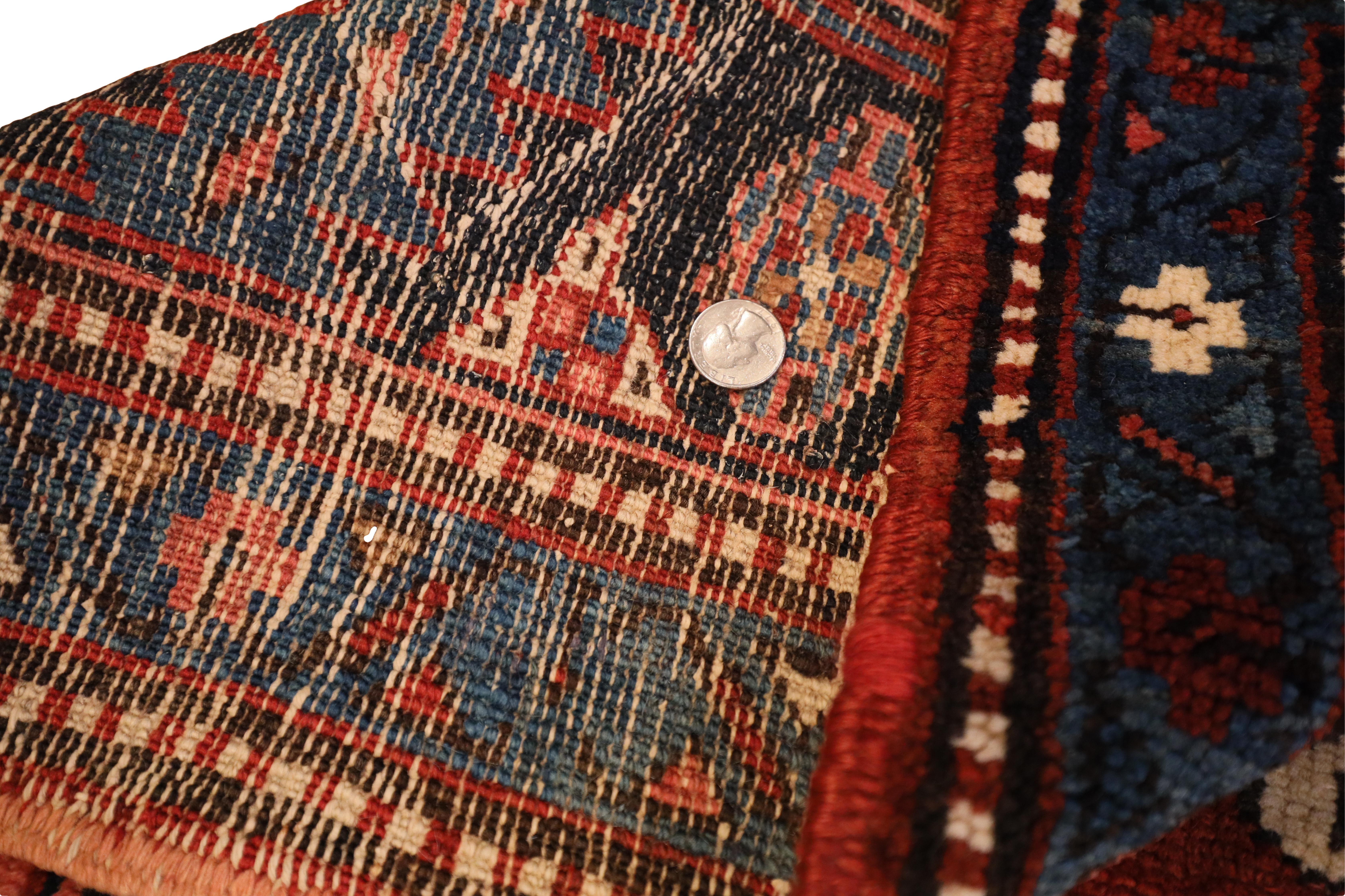 Wool Heriz Antique Rug; Red, Blue, & Beige - 5 x 9 For Sale