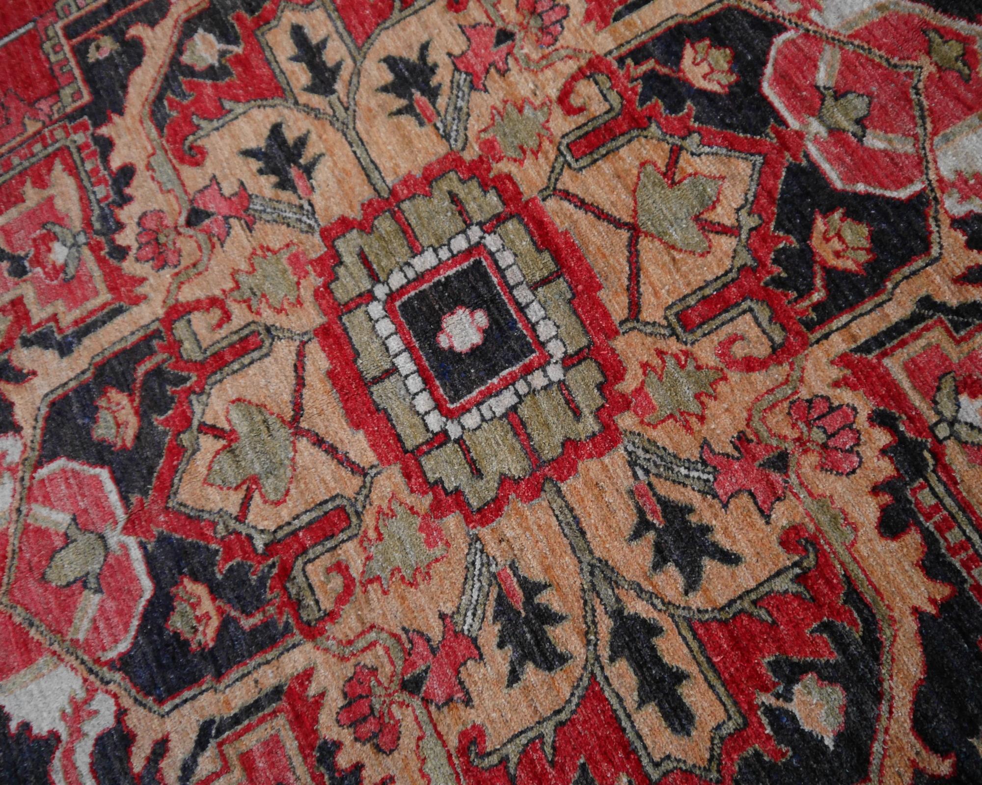 Heriz Style Azeri Rug Large Vintage Area Carpet 3