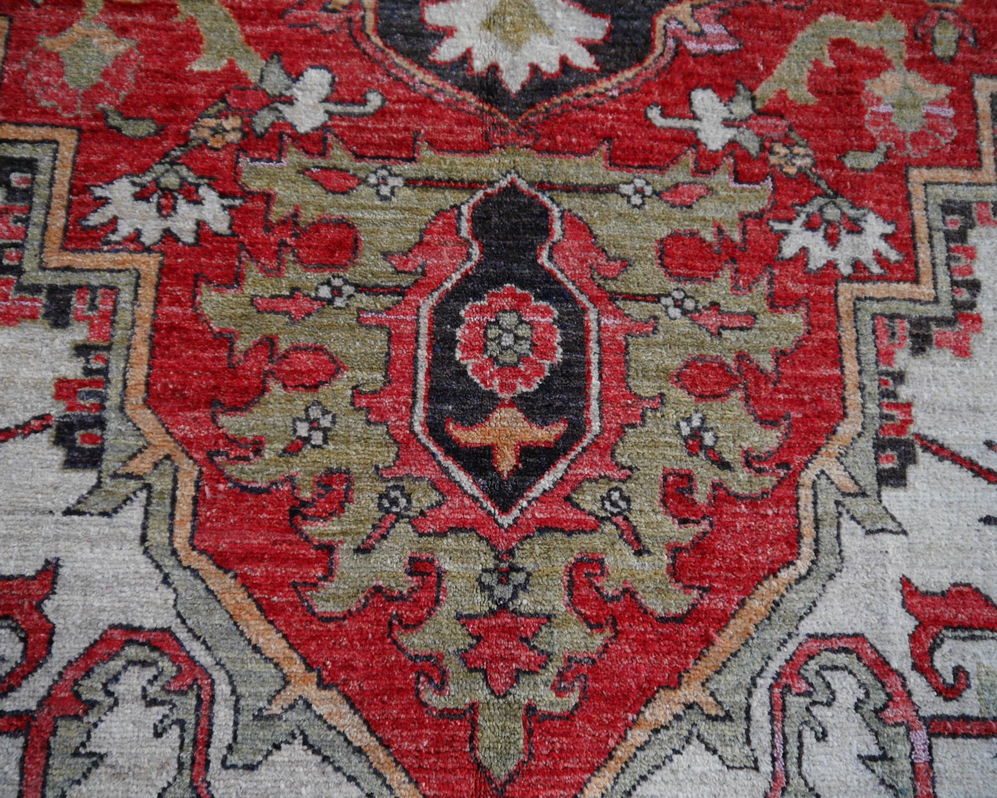 Heriz Style Azeri Rug Large Vintage Area Carpet 5
