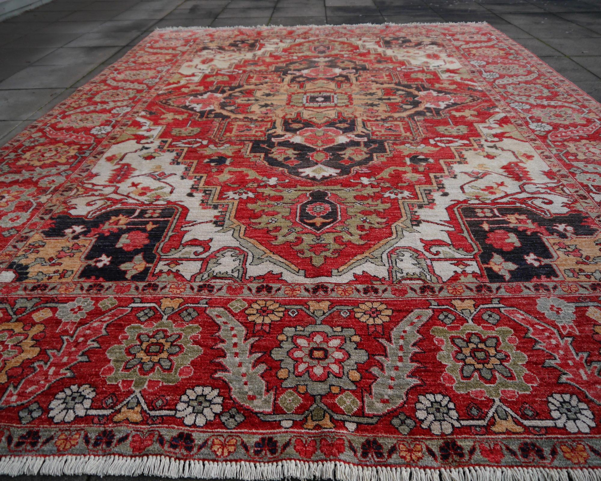 Heriz Style Azeri Rug Large Vintage Area Carpet 6