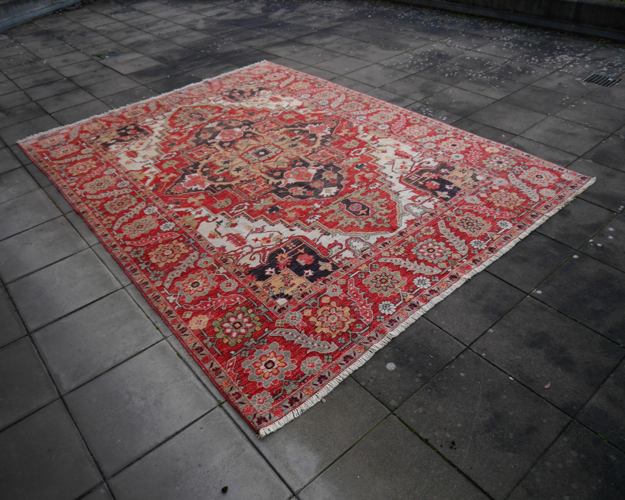 Heriz Style Azeri Rug Large Vintage Area Carpet 9