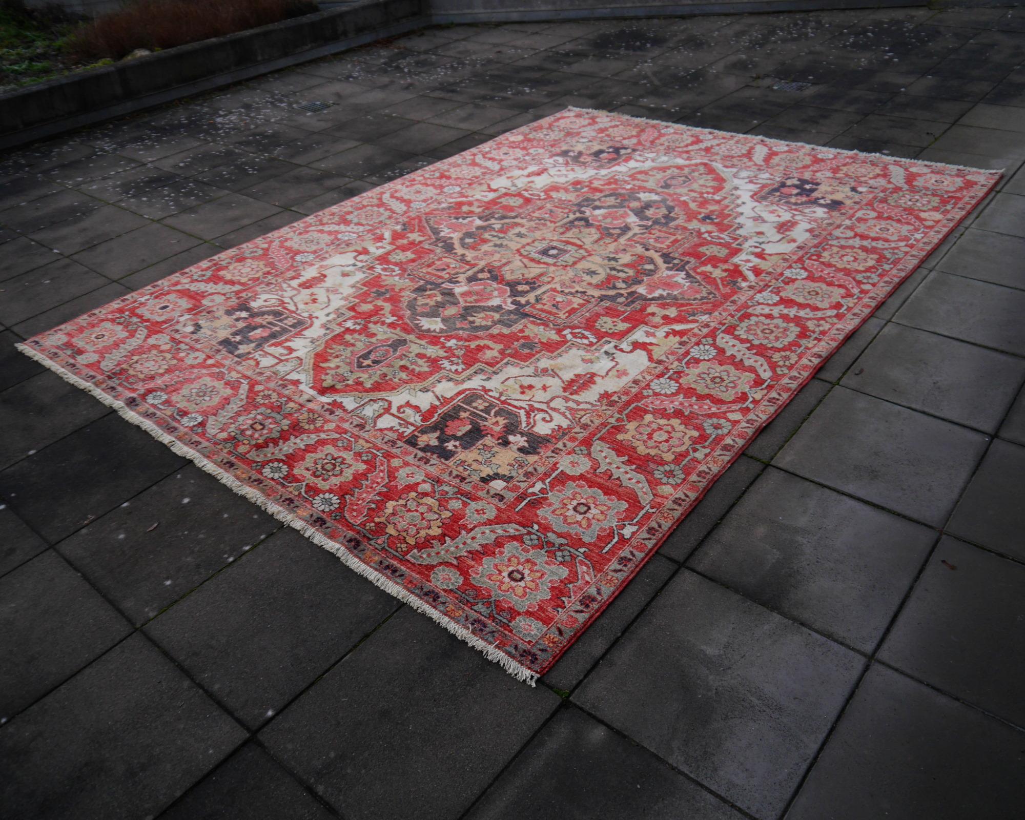 Heriz Style Azeri Rug Large Vintage Area Carpet 10
