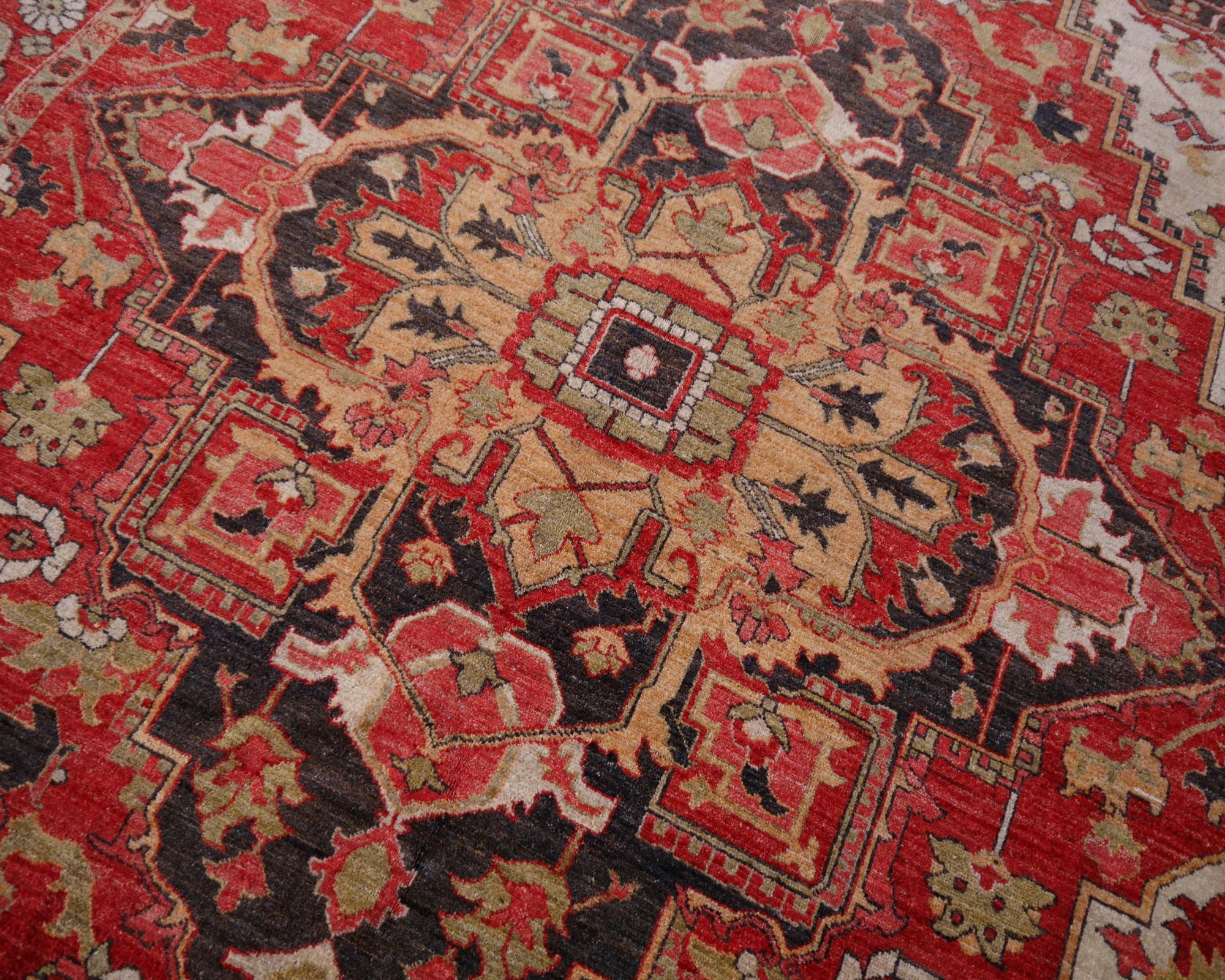 Turkish Heriz Style Azeri Rug Large Vintage Area Carpet