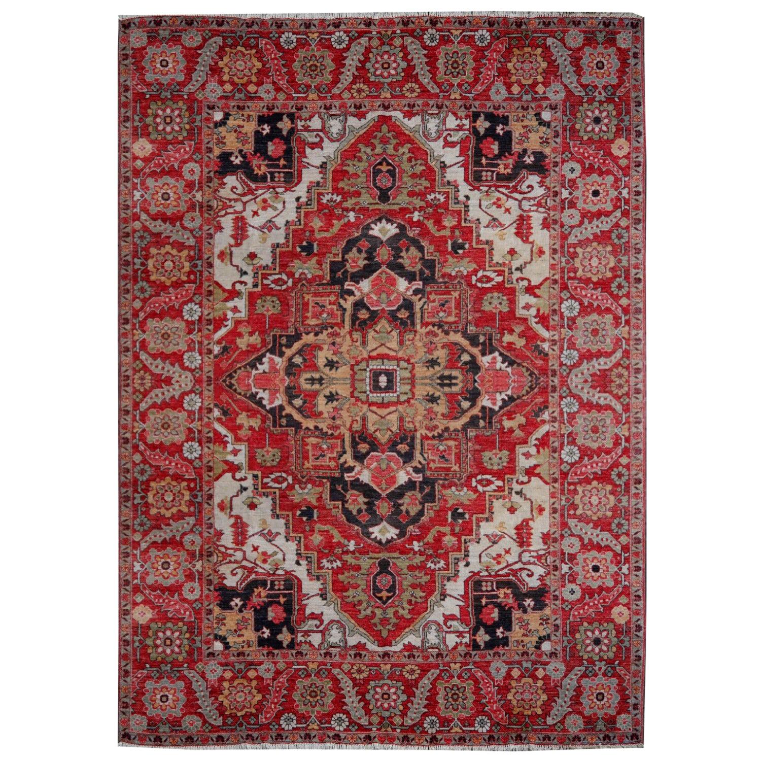 Heriz Style Azeri Rug Large Vintage Area Carpet